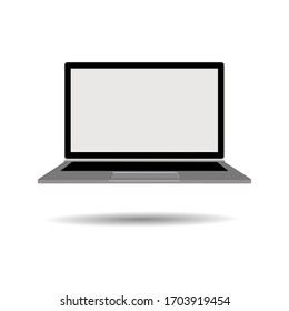 Realistic laptop isolated on white background. computer notebook with empty screen. blank copy space on modern mobile computer.