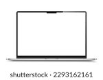 Realistic laptop layout in a light silver case. A modern laptop with a blank screen isolated on a white background. Vector illustration.