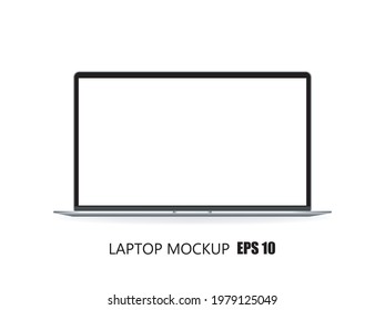 Realistic laptop mockup. Notebook with blank screen and copy space. Vector eps 10.