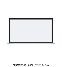 Realistic laptop mockup. Notebook with blank screen and copy space. Vector illustration isolated on white background.