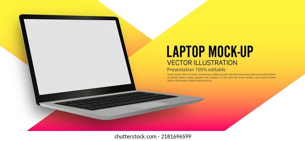 Realistic laptop mockup template in vector format