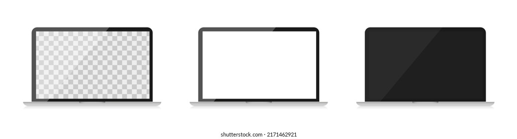 Realistic laptop mockup. Transparent and blank screens. Vector illustration
