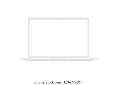 Realistic laptop. Laptop modern white mockup. Blank screen display notebook. Opened computer screen.