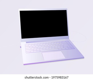 Realistic laptop on the pink background vector illustration modern style 