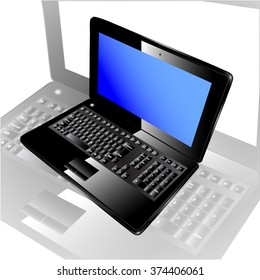 Realistic Laptop Open. Web Design Concept. Detailed 3D Vector Illustration