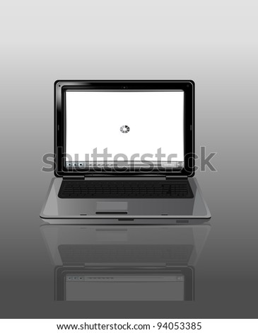 Realistic Laptop Original Concept on Grey Background
