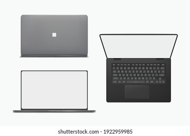 Realistic Laptop Set Isolated On White Back