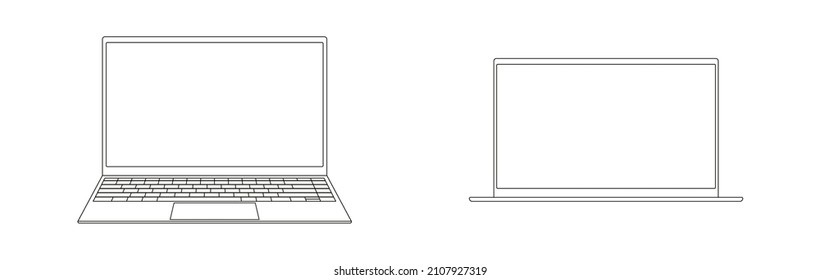 Realistic laptop set. Laptops mockup. Vector illustration.