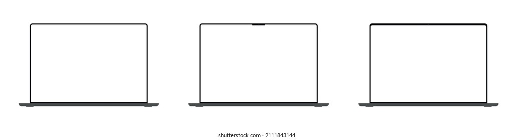 Realistic laptop set. Laptops mockup. Vector illustration.