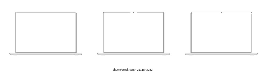 Realistic laptop set. Laptops mockup. Vector illustration.