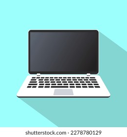 Realistic Laptop Shadow Black Screen Vector Illustration