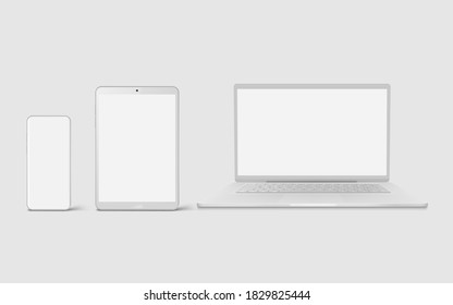 Realistic Laptop, smartphone and tablet Mock up in design vector