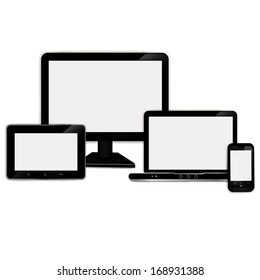 Realistic  laptop, tablet computer, monitor and mobile phone template
