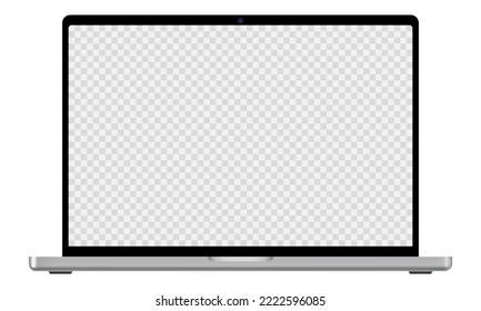 Realistic laptop with transparent screen. Isolated computer mockup