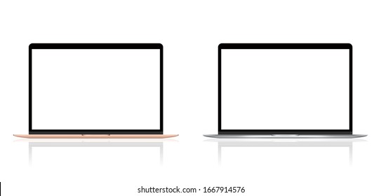 Realistic laptop vector illustration with a blank screen