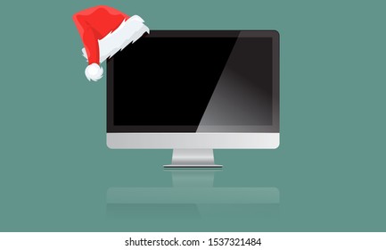 Realistic large Monitor Display mock up. Vector illustration.