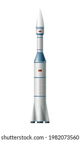Realistic large space rocket on white background vector illustration