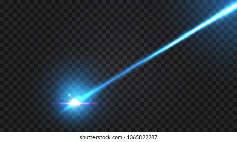 Realistic laser beam on transparent background. Vector illustration.