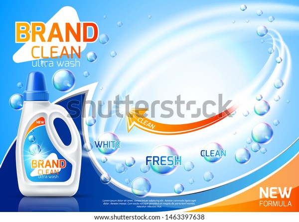 Download Realistic Laundry Detergent Advertising Mockup Vector Stock Vector Royalty Free 1463397638