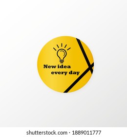 Realistic layout. Badge in yellow and black corporate colors to jot down your ideas. Vector mockup design is suitable for large companies and corporations, as well as for personal purposes.