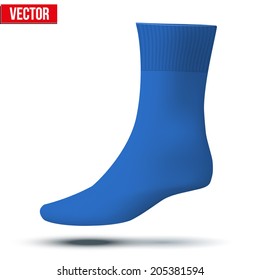 Realistic layout of blue sock. A template simple example. vector illustration, isolated on white background