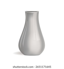 Realistic Layout of an empty ceramic white vase for a bouquet of flowers, realistic set isolated on a white background