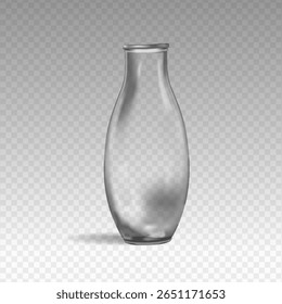 Diseño realista de un jarrón de vidrio vacío para un ramo de flores, conjunto realista aislado en un fondo blanco, monocromo