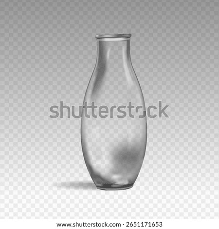 Realistic Layout of an empty glass vase for a bouquet of flowers, realistic set isolated on a white background, monochrome