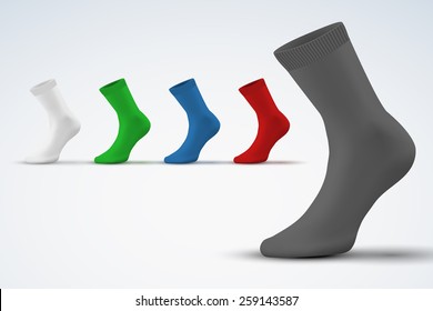 Realistic layout of socks. A template simple example. vector illustration, isolated on white background