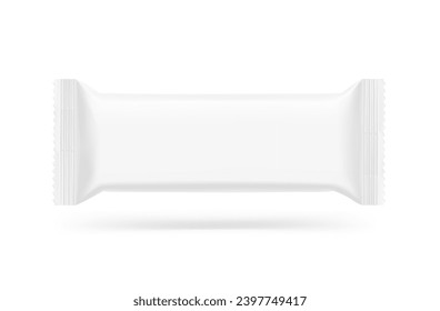 Realistic layouts of flow packaging for bars, candies, waffles. Flat lay view. Vector illustration on white background. Easy to use for presentation your product, idea, design. EPS10.
