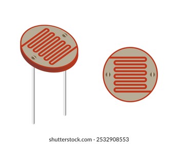 Realistic LDR light dependant resistor vector illustration on white background, demonstration,for electrician teachers, web, banner and etc.