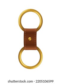 Realistic leather accessory with golden clasps vector illustration