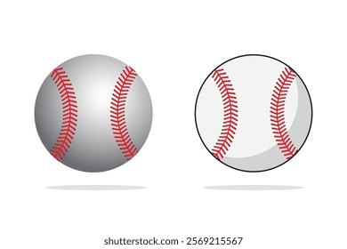 Realistic Leather Baseball and Softball Vector Illustration Set – 3D and Flat Design