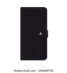 Realistic leather phone case. Cover smartphone