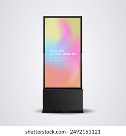 A realistic LED mock-up screen prominently displaying a gradient background