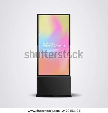 A realistic LED mock-up screen prominently displaying a gradient background