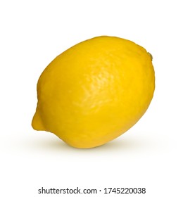 Realistic lemon isolated on white background. Fresh yellow fruit. Vector illustration