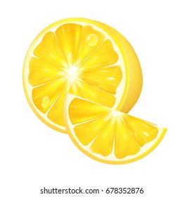 Realistic lemon on a white background. 3d isolated vector illustration