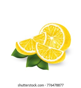 Realistic lemon on a white background. Vector illustration.