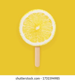 Realistic lemon slice fresh background