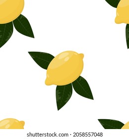 Realistische Zitronen hinterlassen weißen Hintergrund Nahtloses Muster