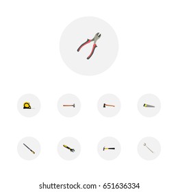 Realistic Length Roulette, Wrench, Spanner And Other Vector Elements. Set Of Tools Realistic Symbols Also Includes Spanner, Key, Tool Objects.
