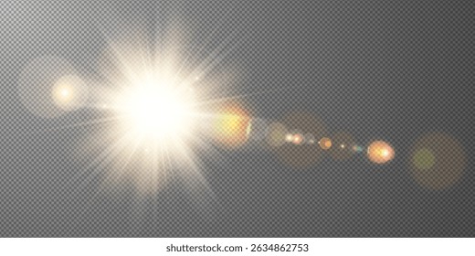 Efecto de destello de lente realista con rayos brillantes