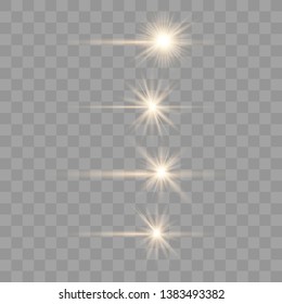 Realistic Lens Flare Elements Collection. Light Effect Transparent Design. Sun light. Gold light. Vector illustration eps 10