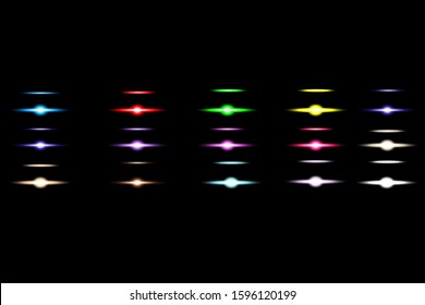 Realistic Lens Flare Elements Collection. Light Effect Transparent Design. Vector illustration