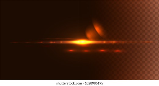 Realistic lens flare on transparent . Abstract light effect with bokeh and glowing parts , Vector light source for your design 