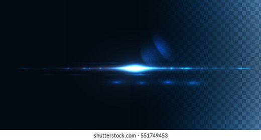 Realistic lens flare on transparent . Abstract light effect with bokeh and glowing parts , Vector light source for your design 