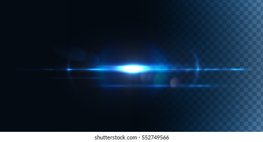 Realistic lens flare on transparent . Abstract light effect with bokeh and glowing parts , Vector light source for your design 