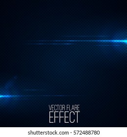 Realistic lens flares on transparent . Abstract light effect with bokeh and glowing parts , Vector light source for your design .