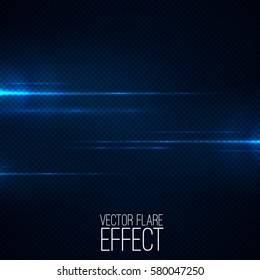 Realistic lens flares on transparent . Abstract light effect with bokeh and glowing parts , Vector light source for your design .
